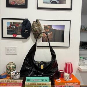 Elegant Black Leather Tote Bag